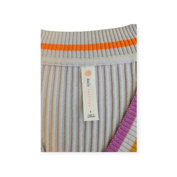 Anthropologie Daily Practice Ribbed Cozy Warm Grey Stripe Sweaterdress S NWT - Picture 10 of 16